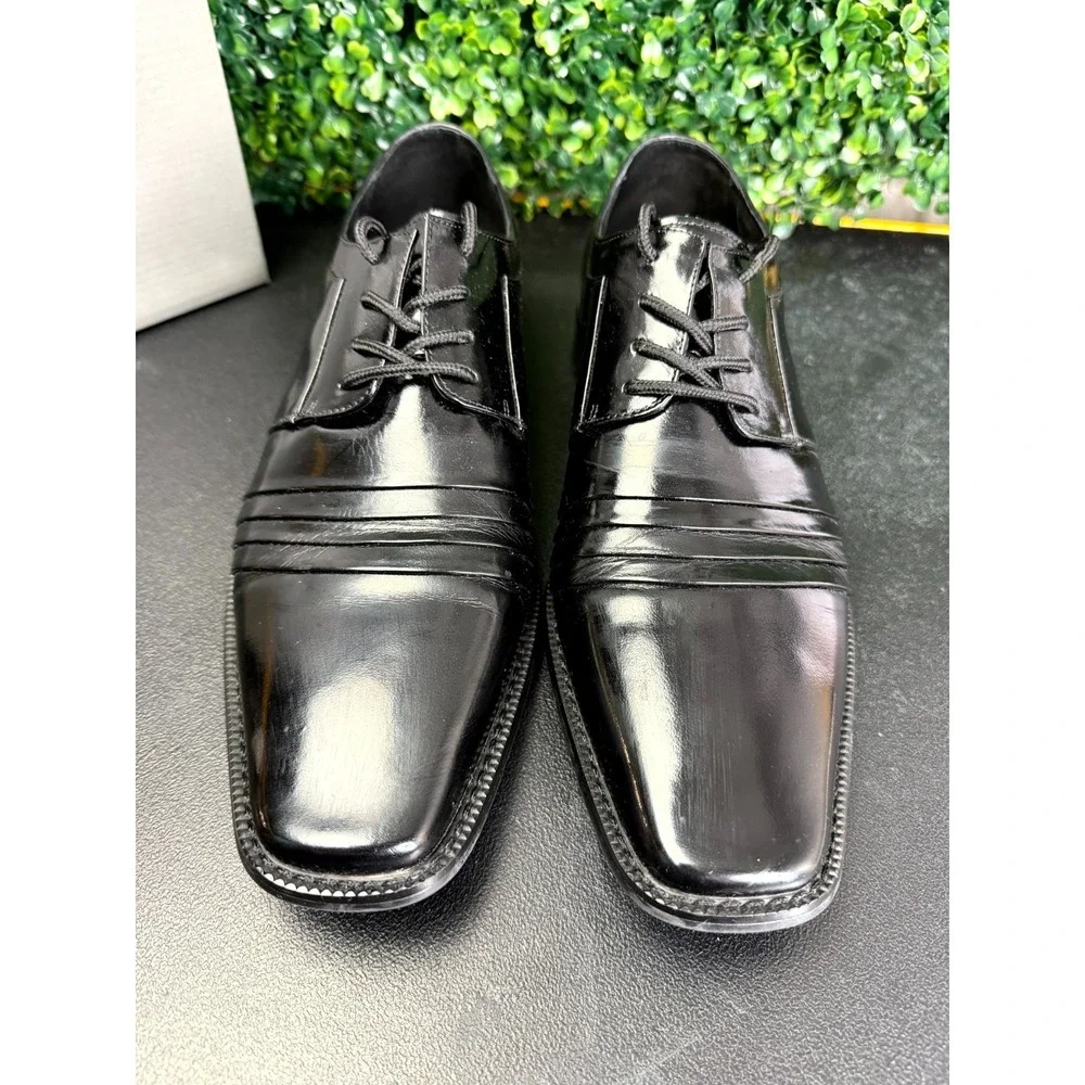 Stacy Adams Raynor 24748-001 Oxford Mens 9.5M Black Pleated Cap Toe Dress Shoes
